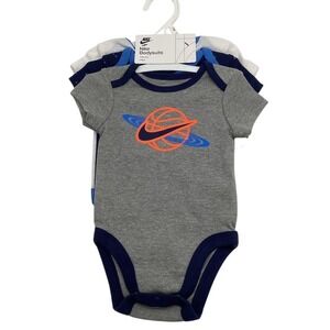 Nike Baby Bodysuits 3-Pack Unisex 3M Midnight Navy Gray Just Do It Swoosh